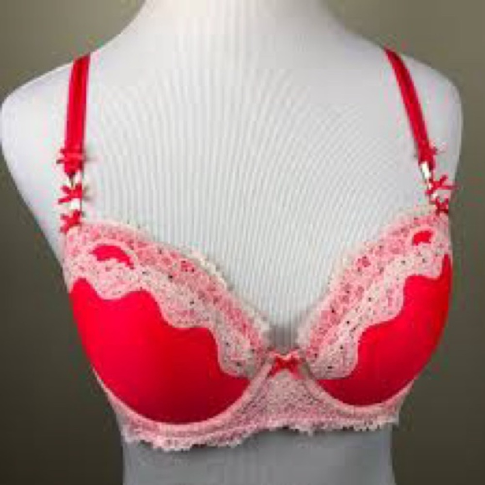 Victoria's Secret Red and Pink Lace Bra